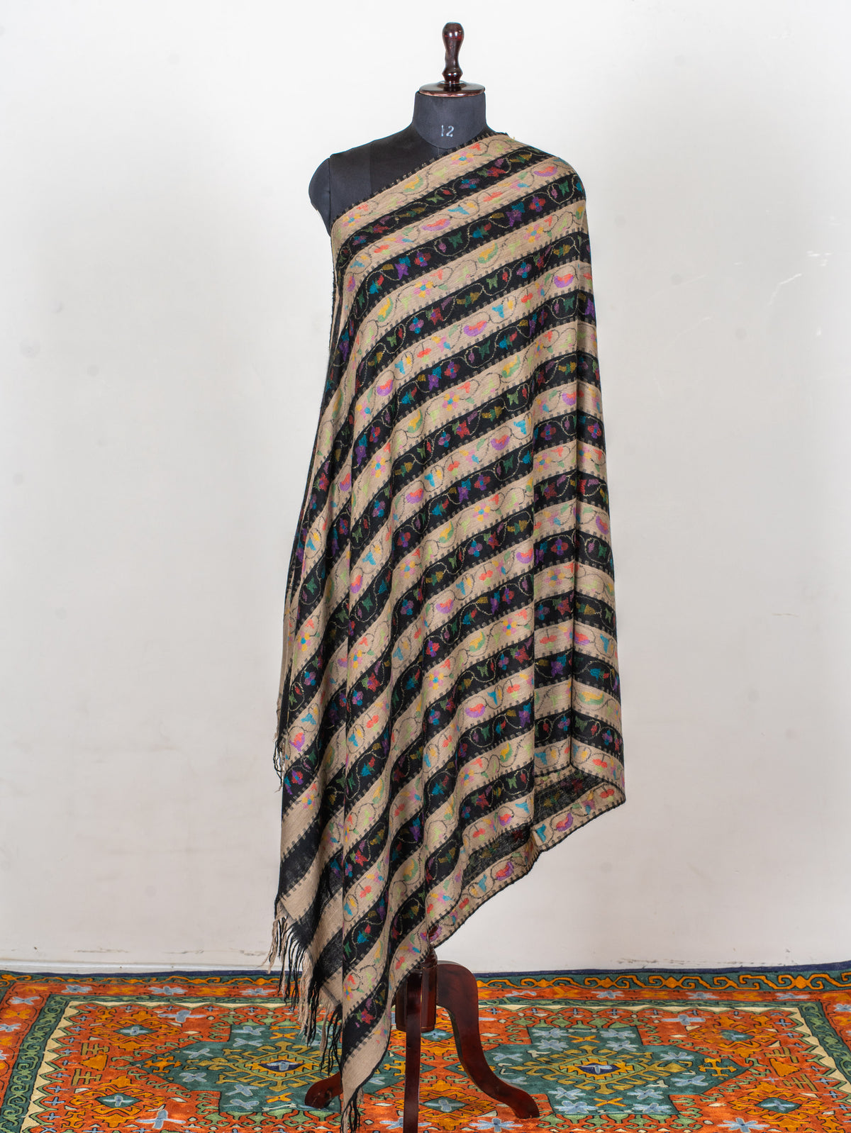 Striped Elegance Hand Woven Kani Pure Pashmina Shawl