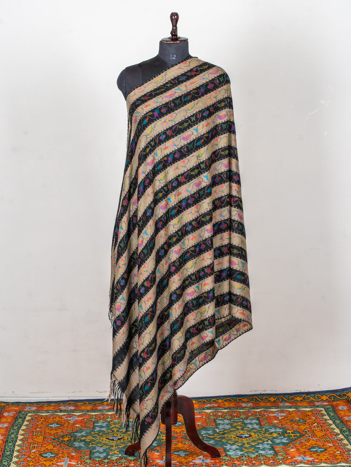 Striped Elegance Hand Woven Kani Pure Pashmina Shawl