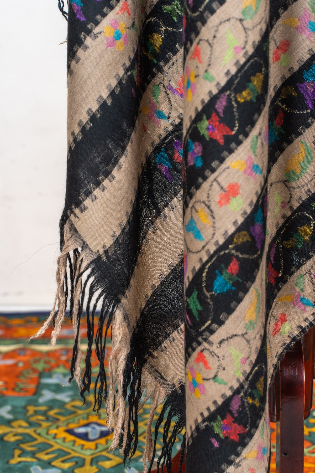Striped Elegance Hand Woven Kani Pure Pashmina Shawl