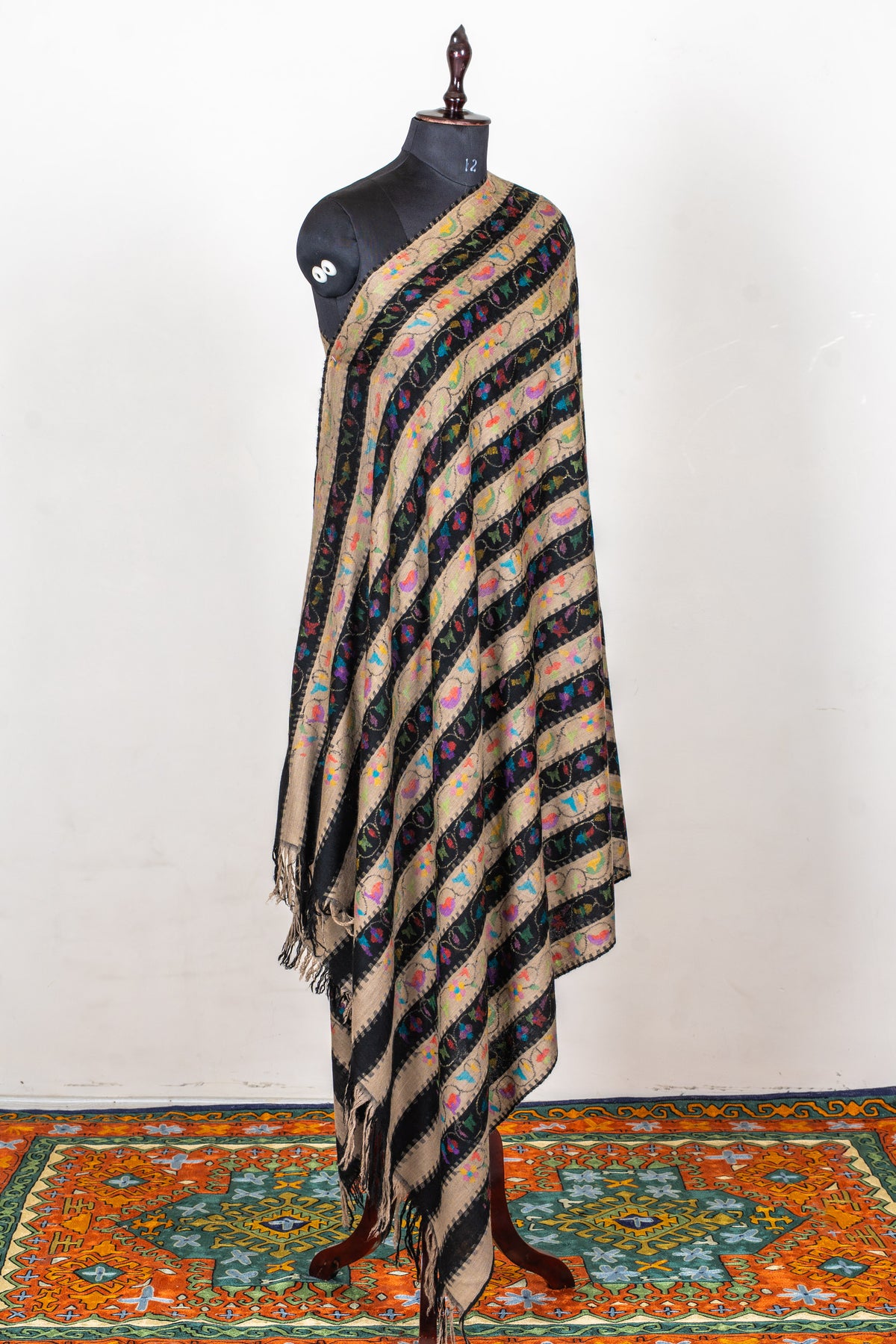 Striped Elegance Hand Woven Kani Pure Pashmina Shawl