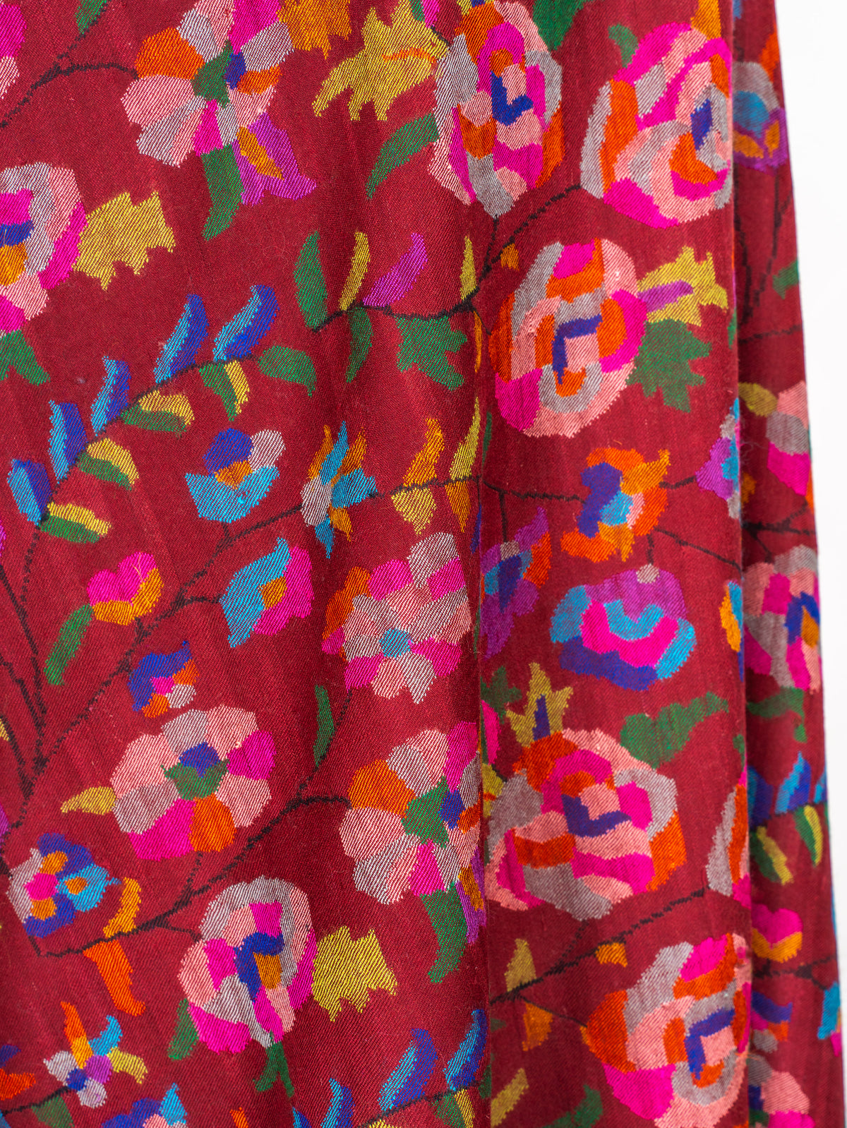 Crimson Bloom Pure Pashmina Hand Woven Kani Shawl