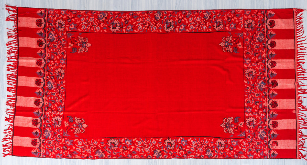 Scarlet Heritage Pure Pashmina Hand Woven Kani Shawl