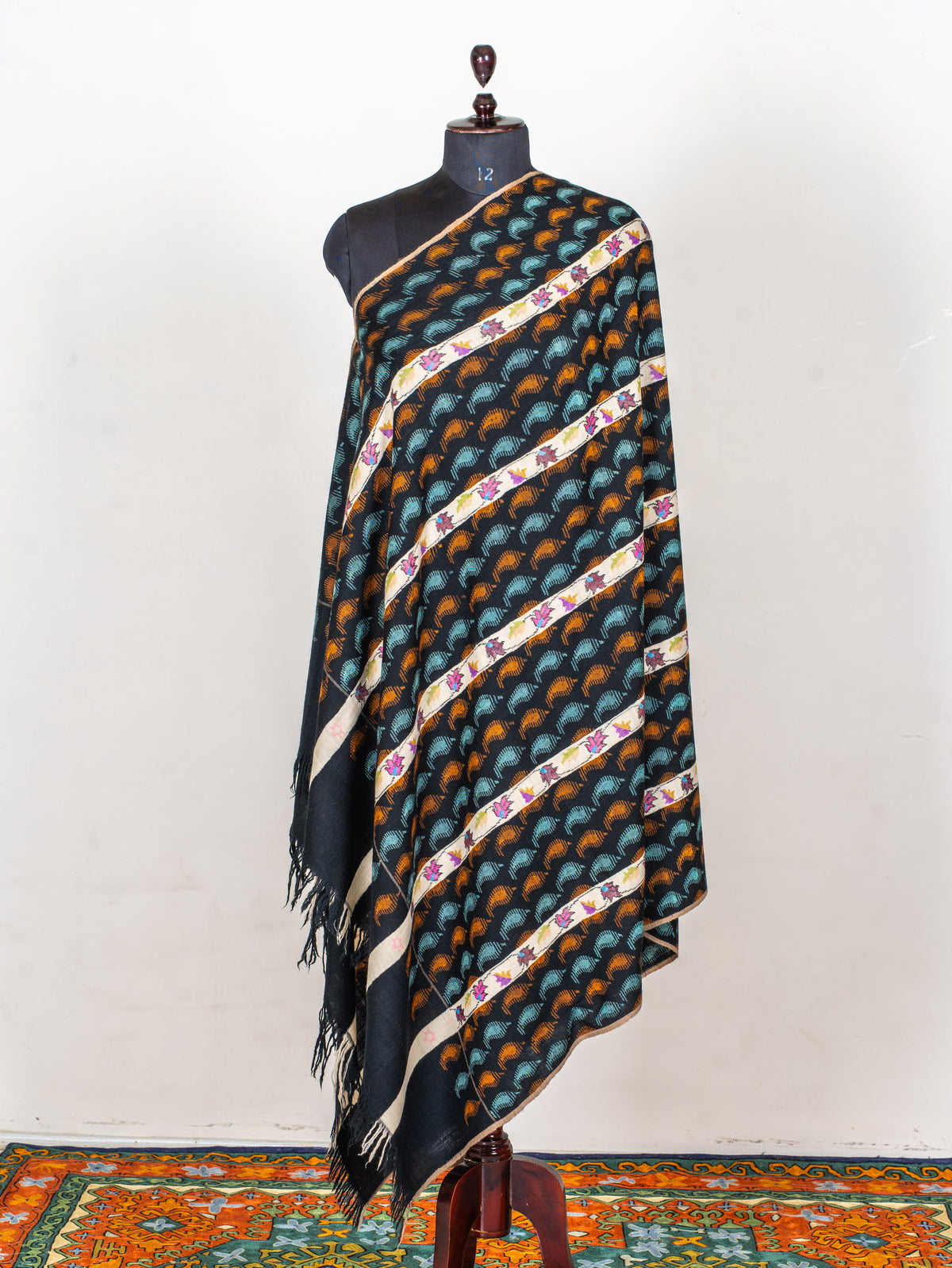 Midnight Rhythm Hand Woven Kani Pure Pashmina Shawl