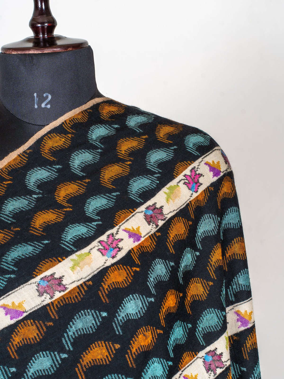 Midnight Rhythm Hand Woven Kani Pure Pashmina Shawl