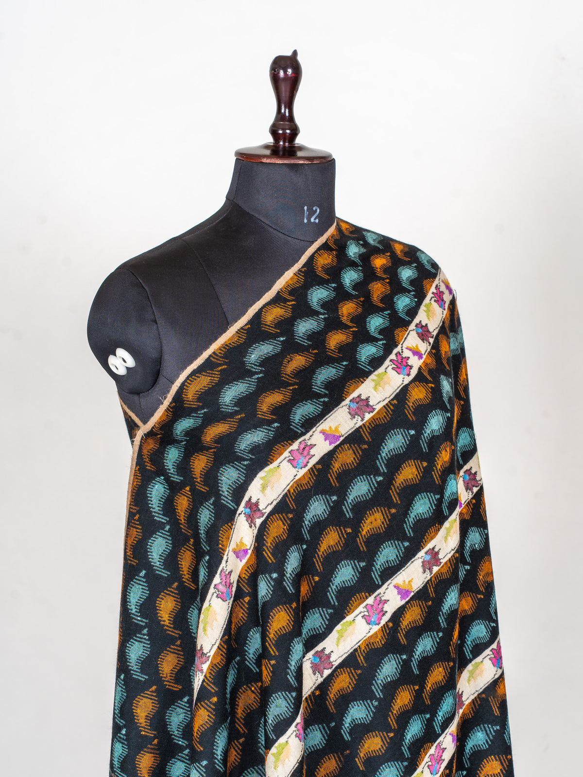 Midnight Rhythm Hand Woven Kani Pure Pashmina Shawl