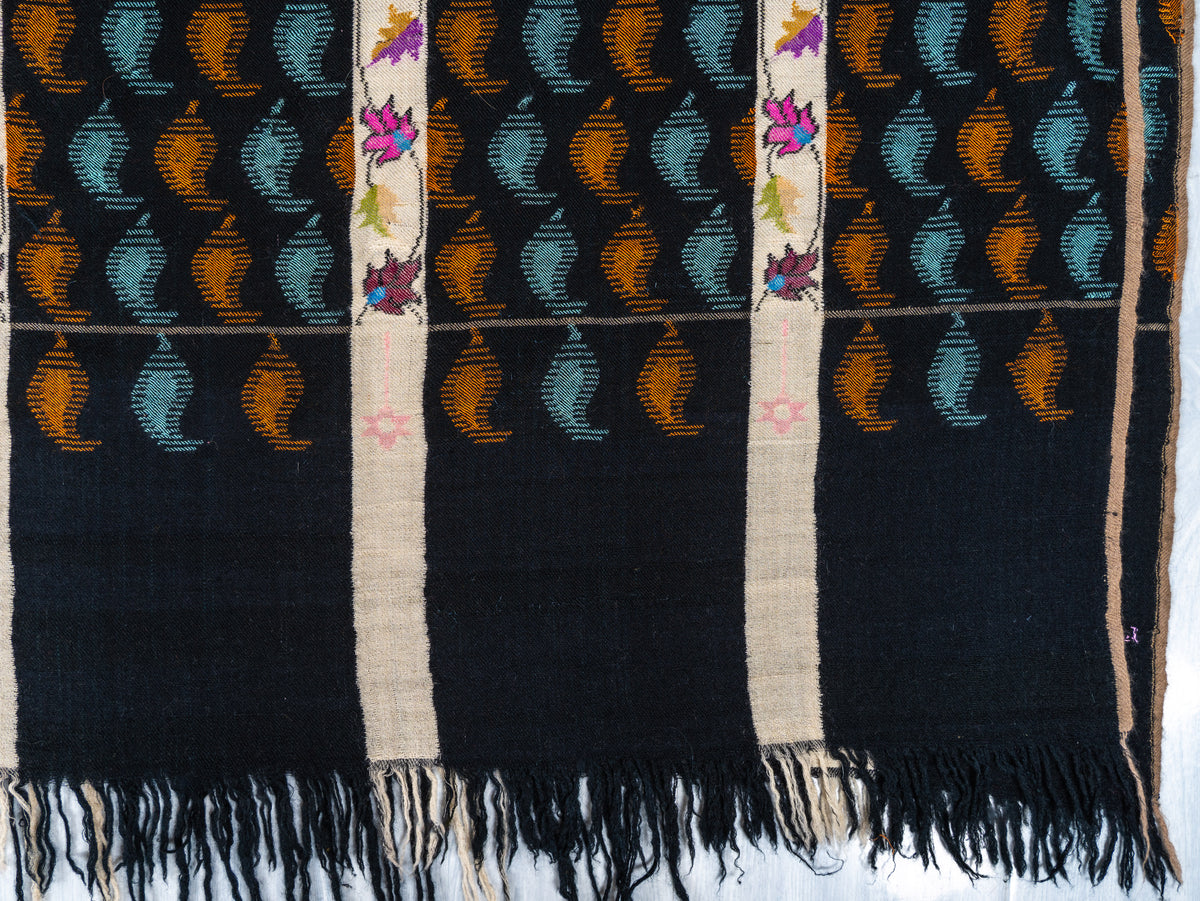 Midnight Rhythm Hand Woven Kani Pure Pashmina Shawl