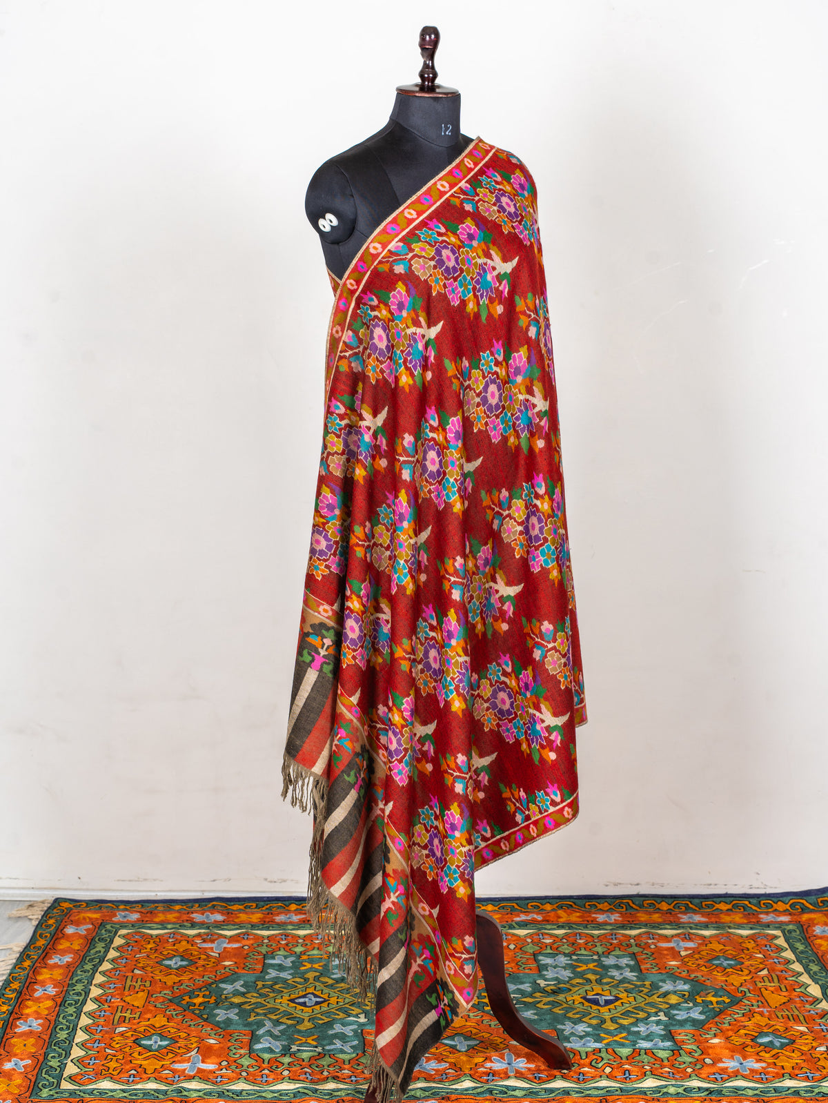 Mosaic Bloom Pure Pashmina Hand Woven Kani Shawl