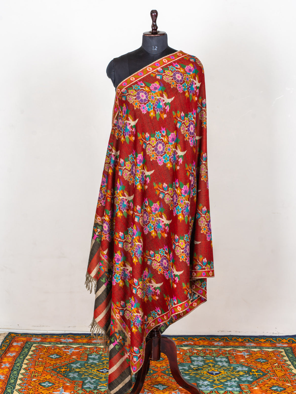 Mosaic Bloom Pure Pashmina Hand Woven Kani Shawl