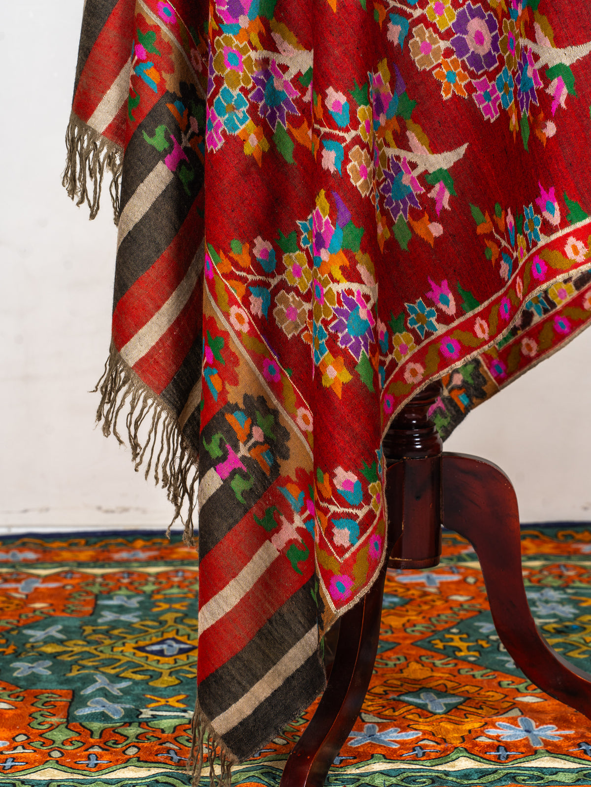 Mosaic Bloom Pure Pashmina Hand Woven Kani Shawl