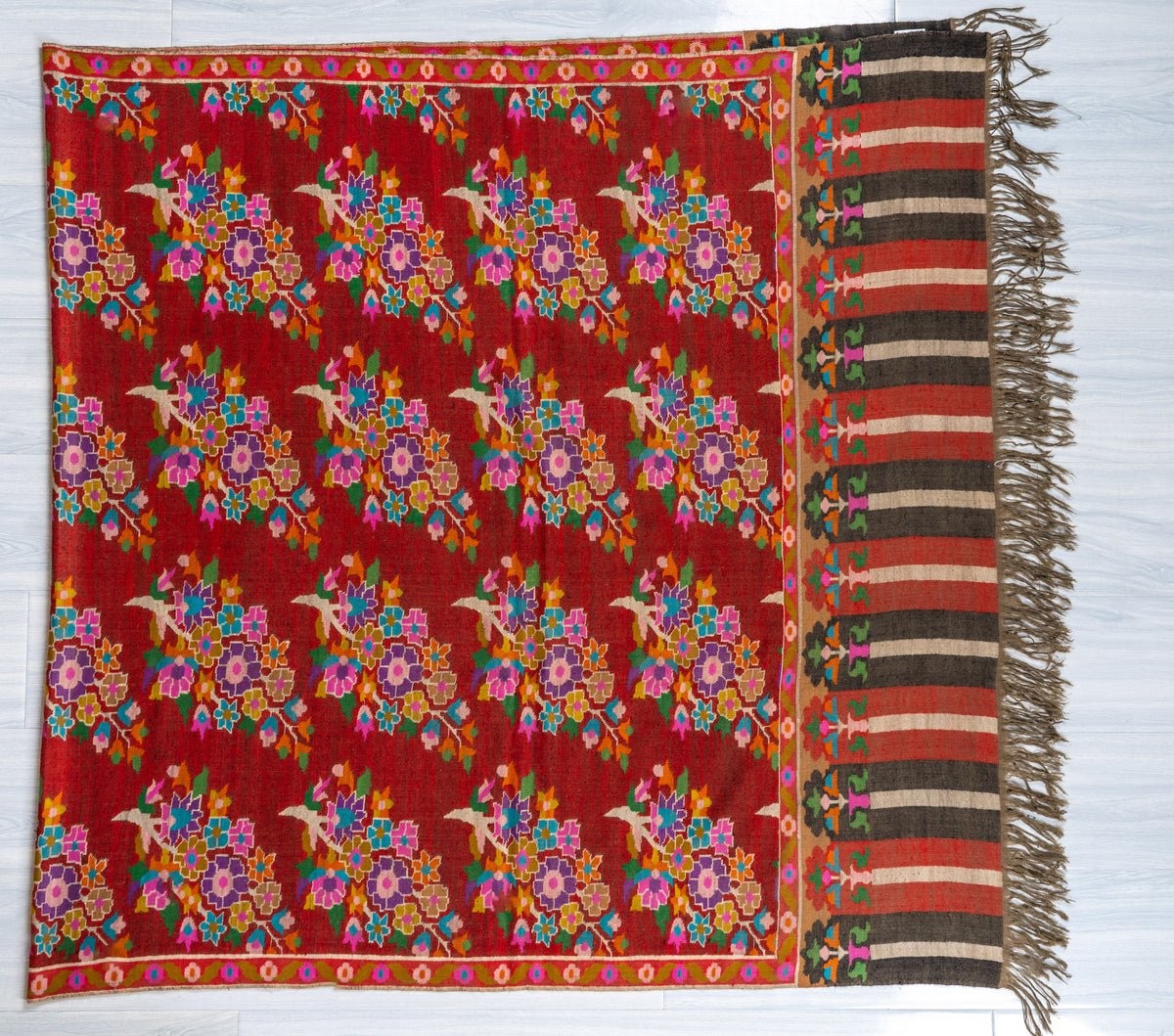 Mosaic Bloom Pure Pashmina Hand Woven Kani Shawl