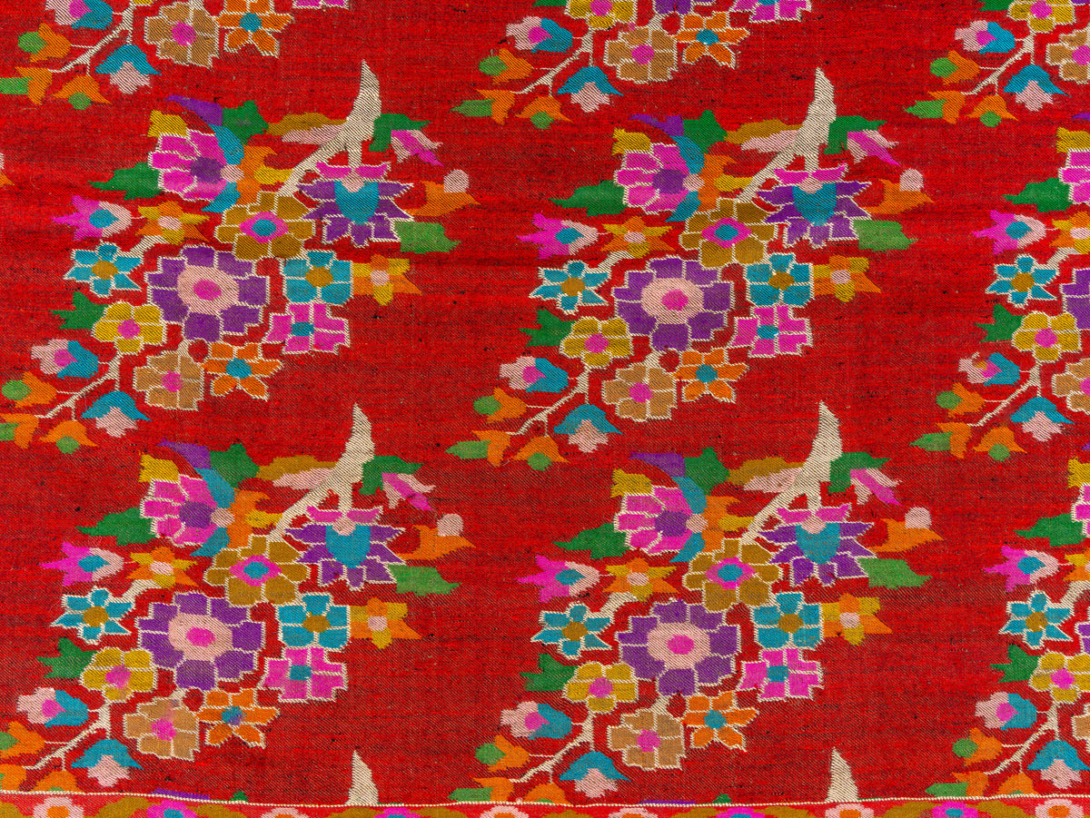 Mosaic Bloom Pure Pashmina Hand Woven Kani Shawl