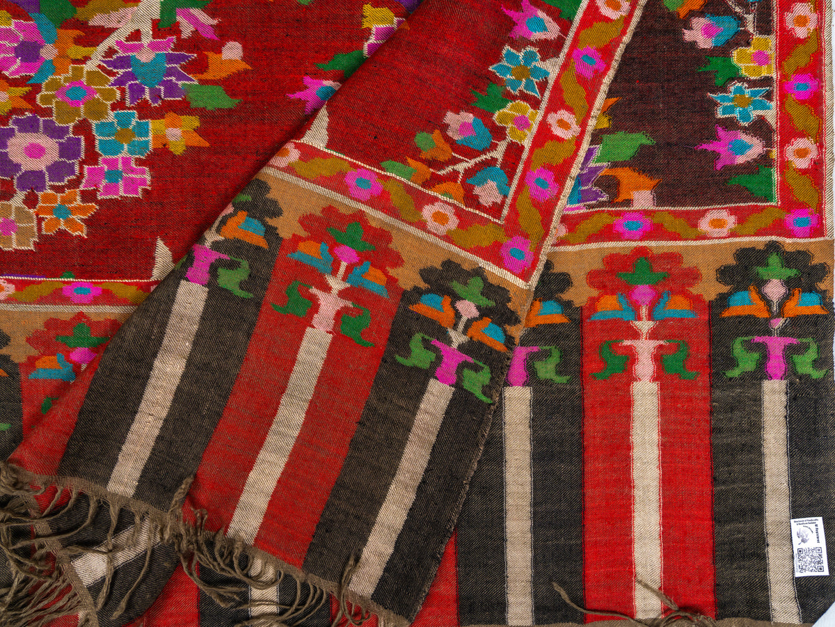 Mosaic Bloom Pure Pashmina Hand Woven Kani Shawl
