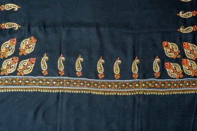 Noor-e-Nazakat: Hand Embroidered Tilla and Sozni Merino Wool Shawl