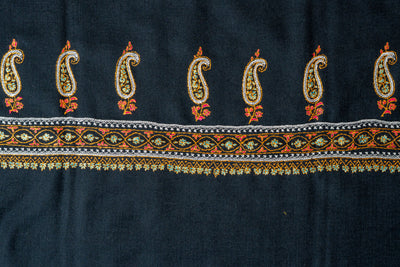 Noor-e-Nazakat: Hand Embroidered Tilla and Sozni Merino Wool Shawl