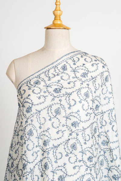 Ivory Dream Hand-Embroidered Sozni Shawl