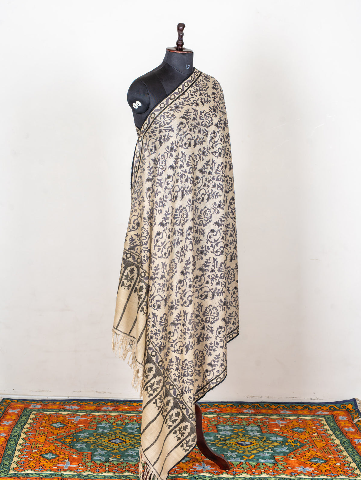 Monochrome Garden Hand Woven Kani Pure Pashmina Shawl