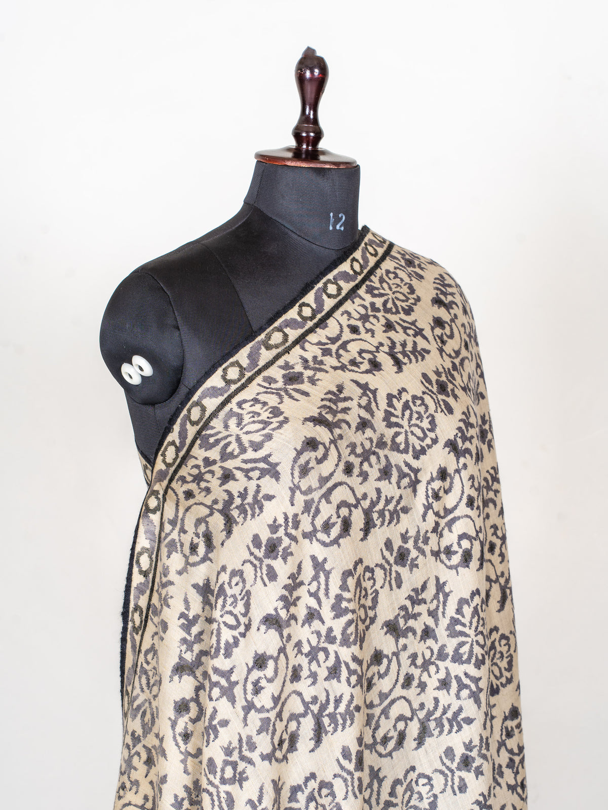 Monochrome Garden Hand Woven Kani Pure Pashmina Shawl