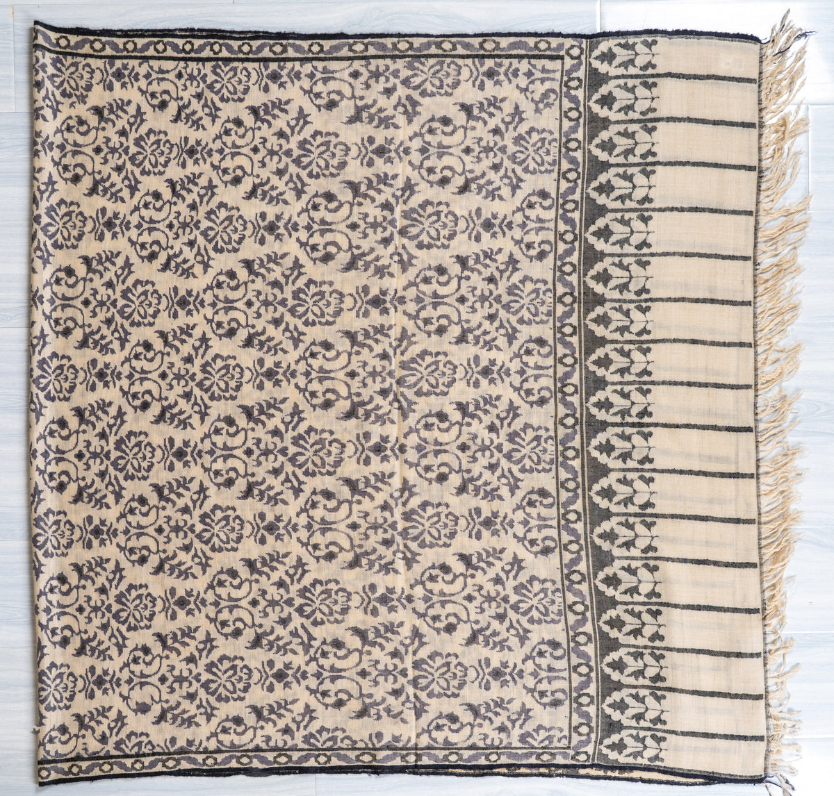 Monochrome Garden Hand Woven Kani Pure Pashmina Shawl