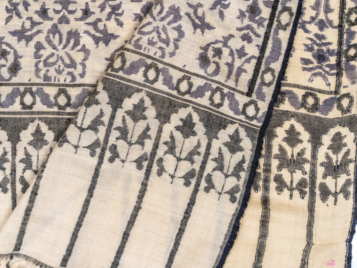 Monochrome Garden Hand Woven Kani Pure Pashmina Shawl