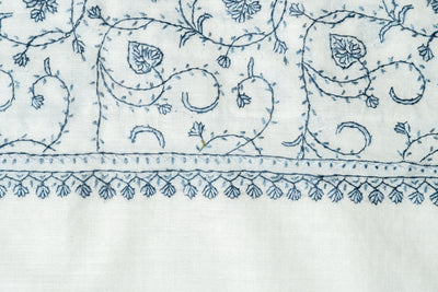 Ivory Dream Hand-Embroidered Sozni Shawl