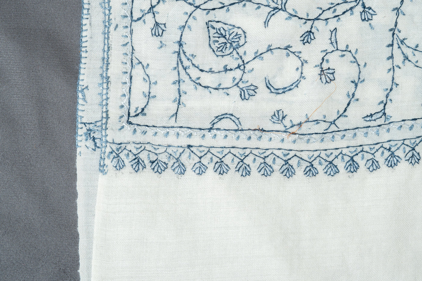 Ivory Dream Hand-Embroidered Sozni Shawl