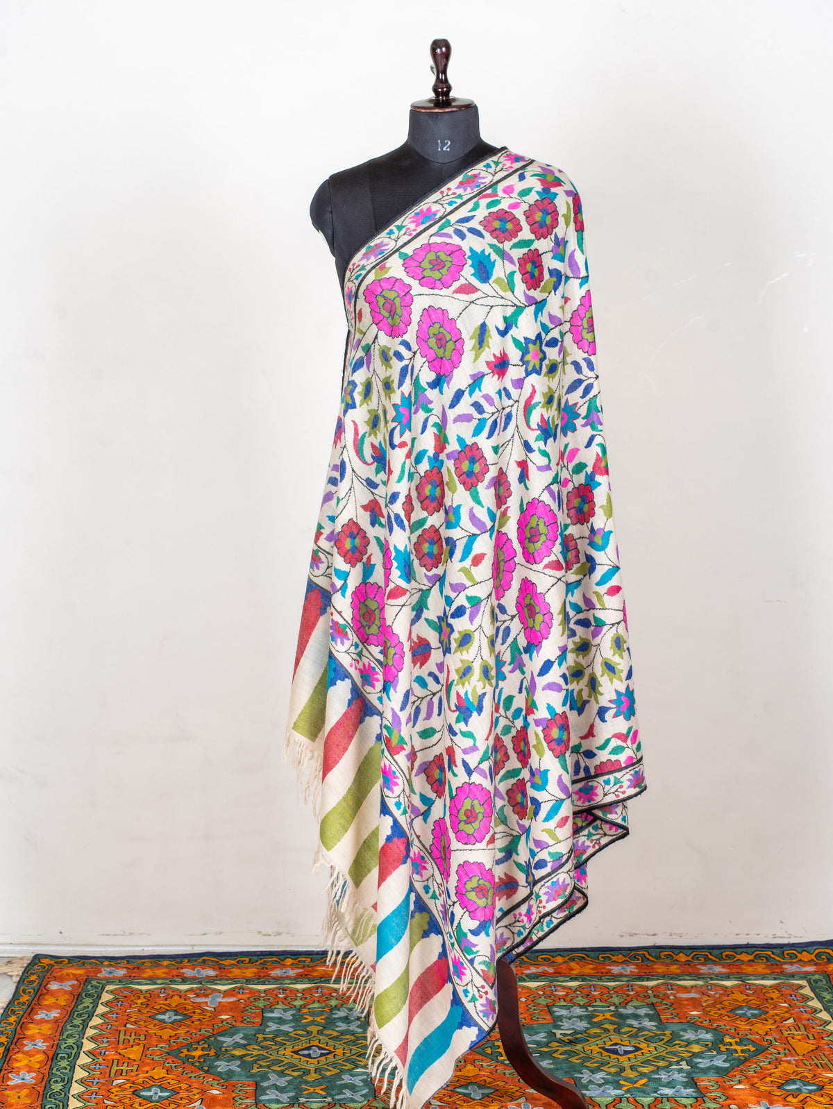 Blossom Trail Pure Pashmina Hand Woven Kani Shawl