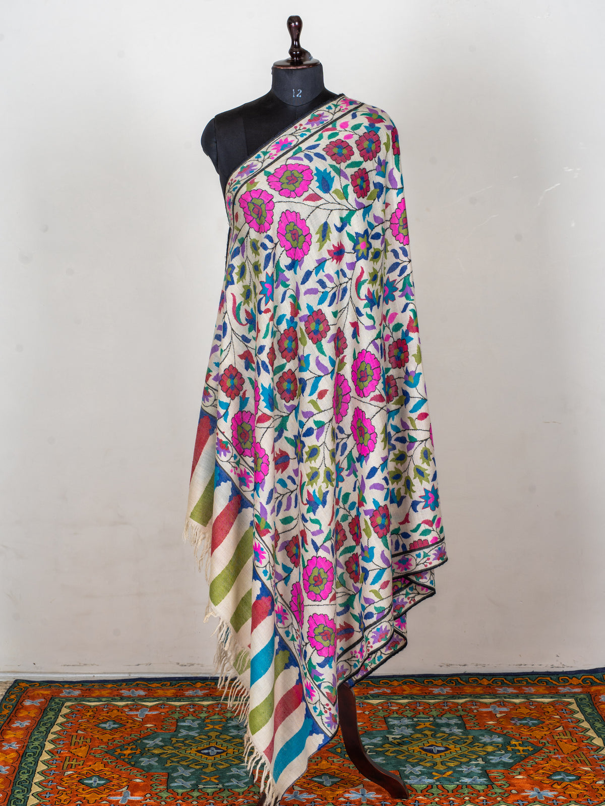 Blossom Trail Pure Pashmina Hand Woven Kani Shawl