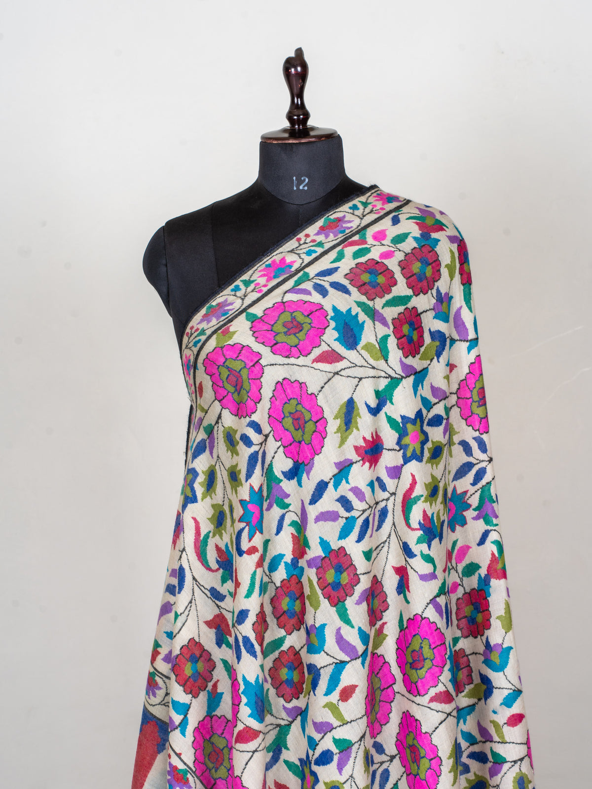 Blossom Trail Pure Pashmina Hand Woven Kani Shawl