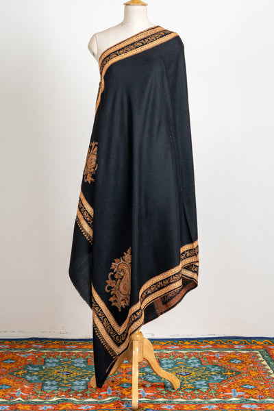 Noor-e-Shaam Fine Merino Wool Hand-Embroidered Sozni Shawl