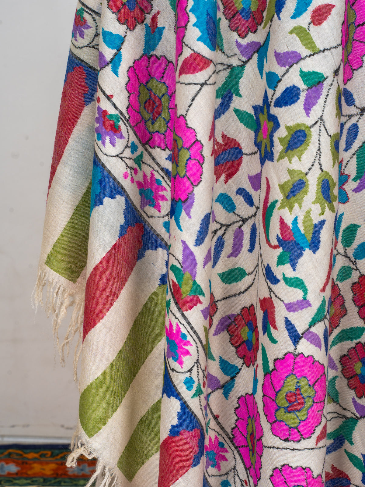 Blossom Trail Pure Pashmina Hand Woven Kani Shawl