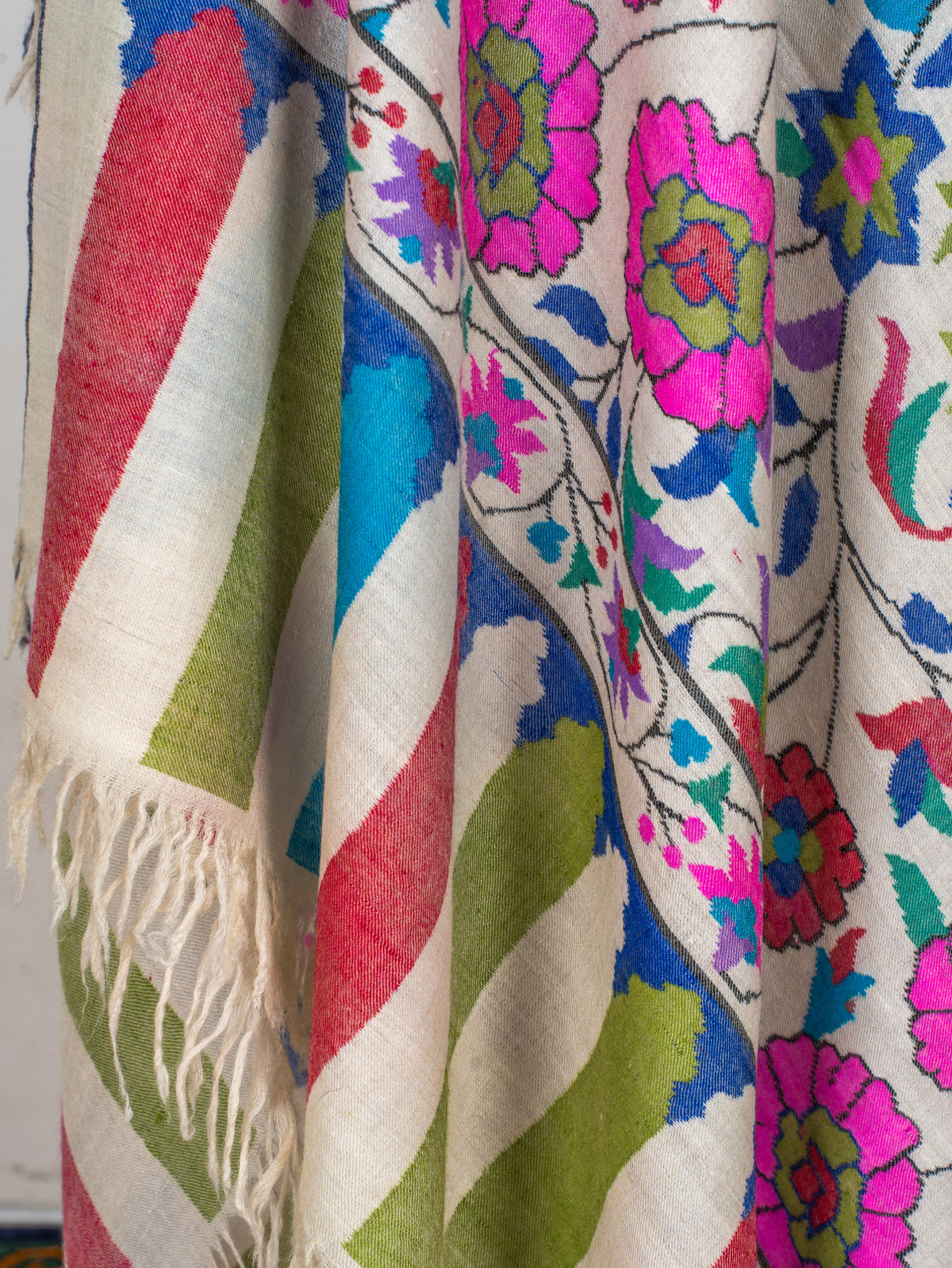 Blossom Trail Pure Pashmina Hand Woven Kani Shawl