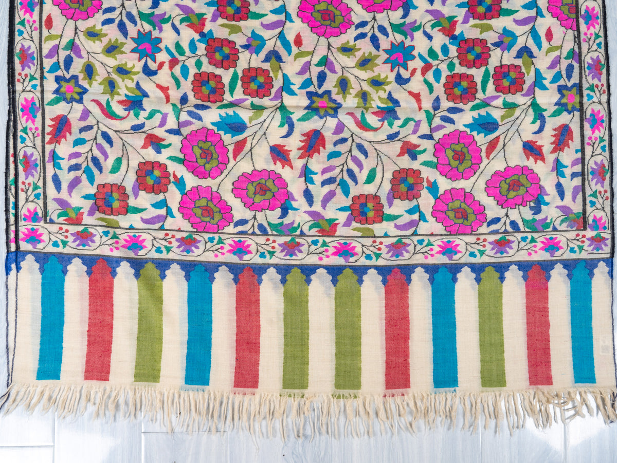 Blossom Trail Pure Pashmina Hand Woven Kani Shawl