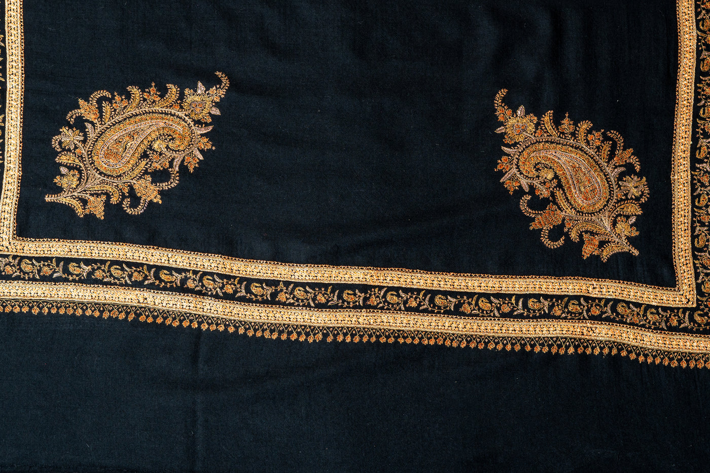 Noor-e-Shaam Fine Merino Wool Hand-Embroidered Sozni Shawl