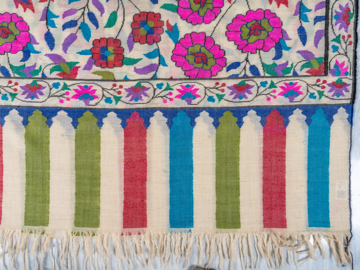 Blossom Trail Pure Pashmina Hand Woven Kani Shawl