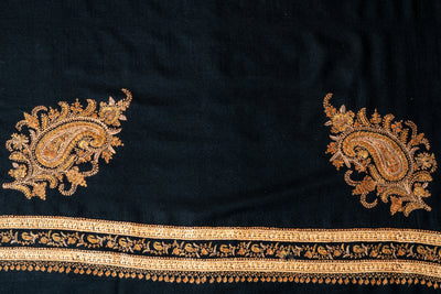 Noor-e-Shaam Fine Merino Wool Hand-Embroidered Sozni Shawl