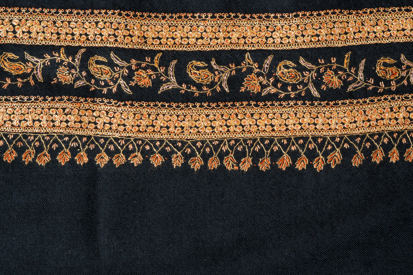 Noor-e-Shaam Fine Merino Wool Hand-Embroidered Sozni Shawl