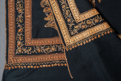 Noor-e-Shaam Fine Merino Wool Hand-Embroidered Sozni Shawl