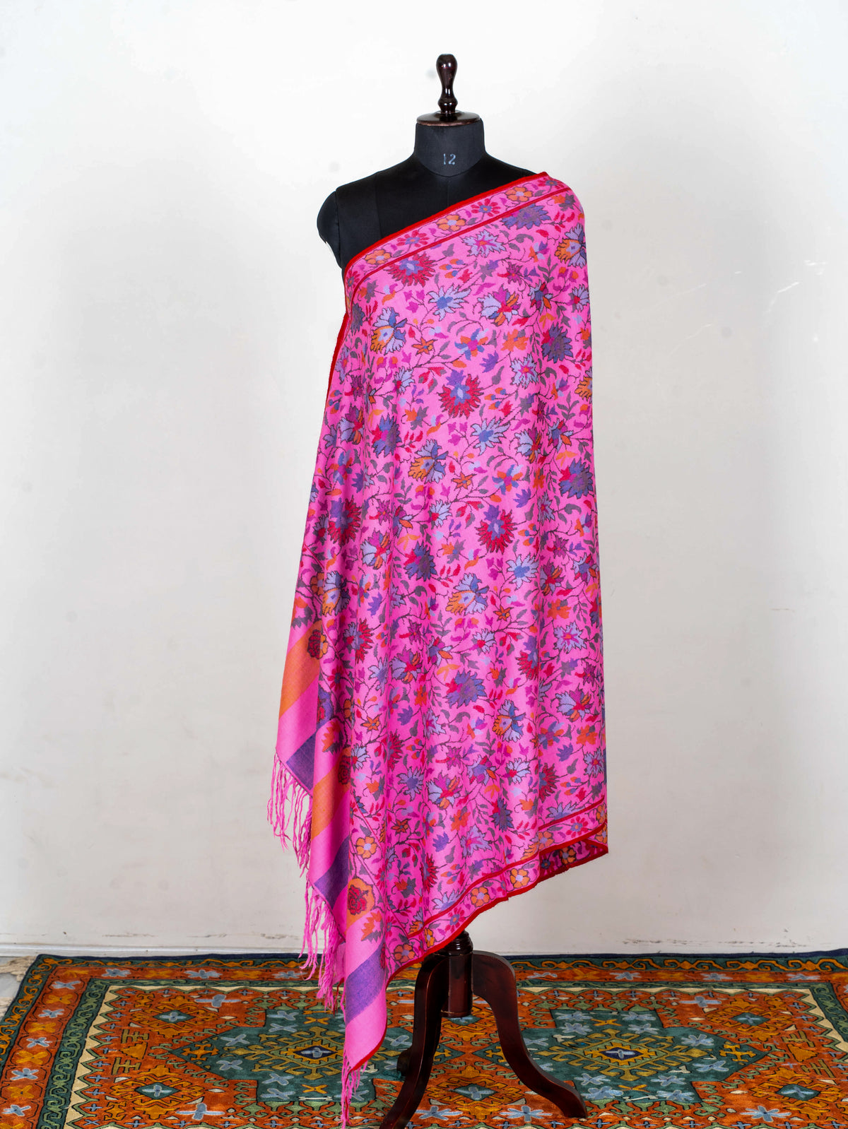Fuchsia Garden Pure Pashmina Hand Woven Kani Shawl