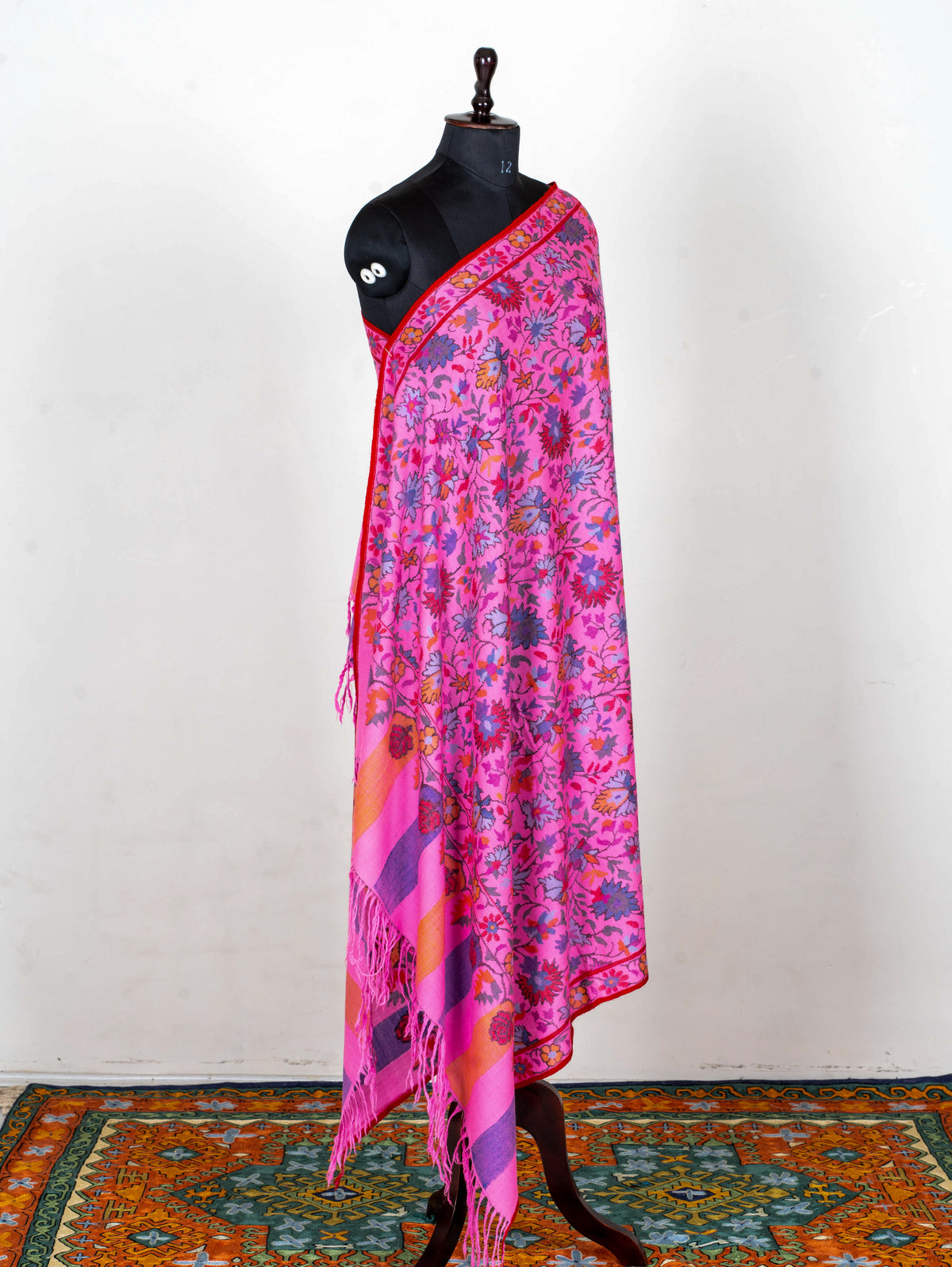 Fuchsia Garden Pure Pashmina Hand Woven Kani Shawl