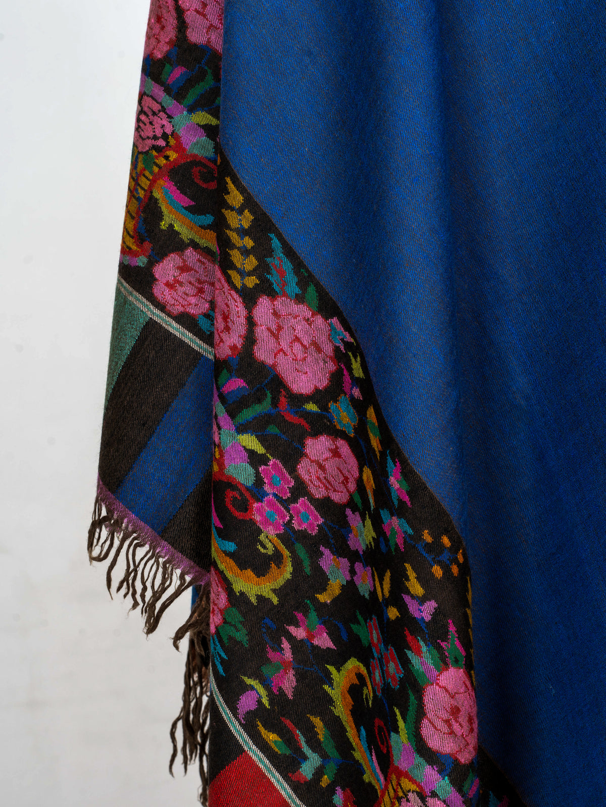 Cobalt Contrast Pure Pashmina Hand Woven Kani Shawl