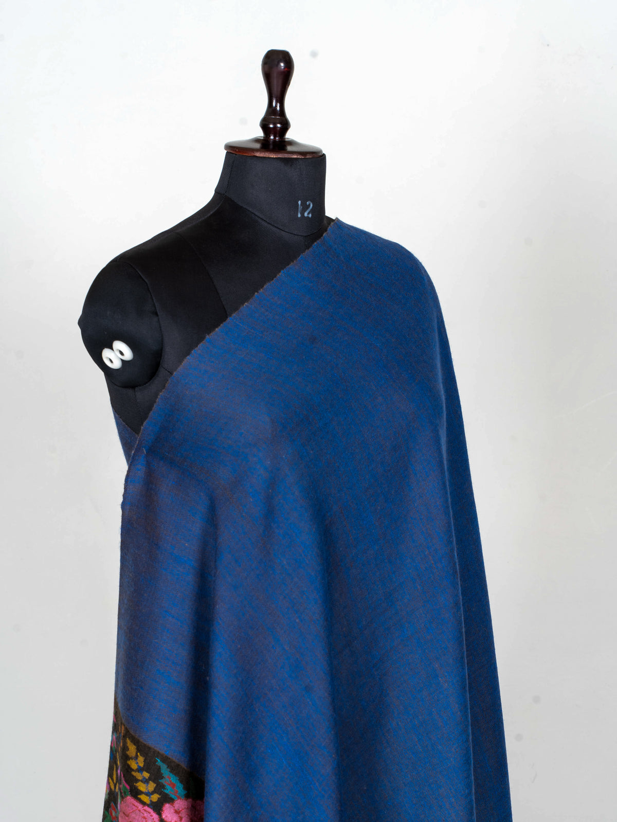 Cobalt Contrast Pure Pashmina Hand Woven Kani Shawl
