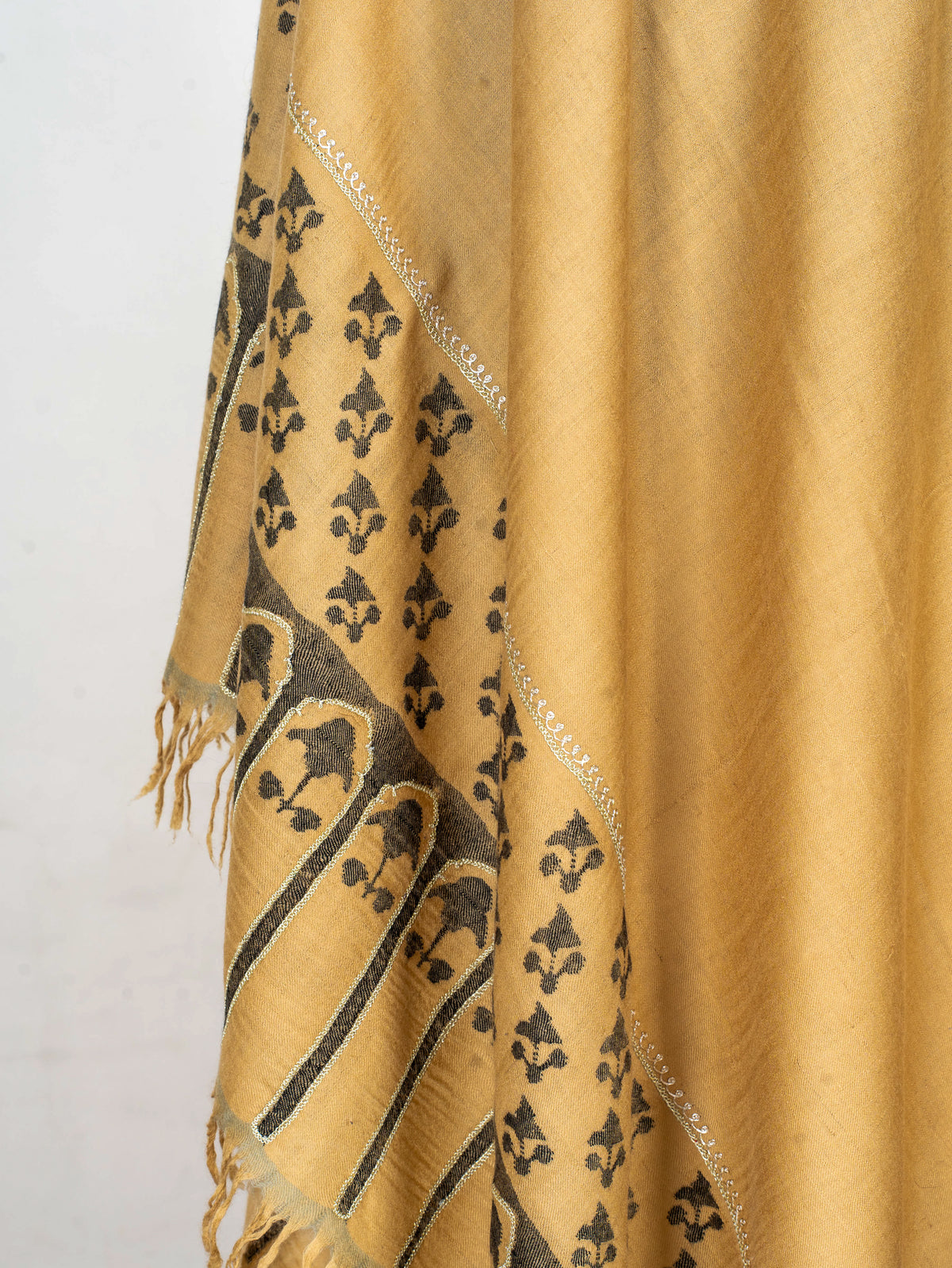 Saffron Script Pure Pashmina Hand Woven Kani Shawl