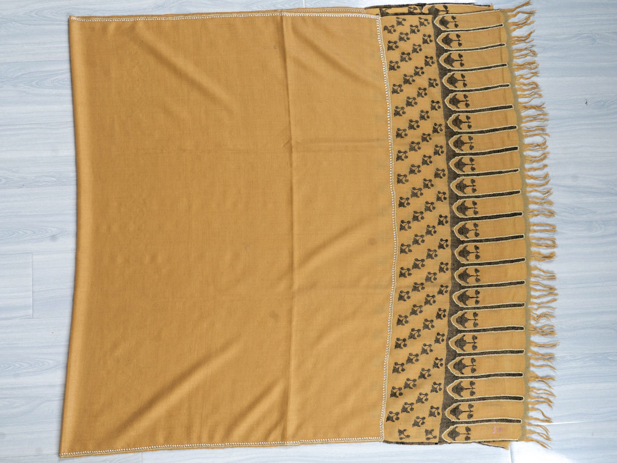Saffron Script Pure Pashmina Hand Woven Kani Shawl