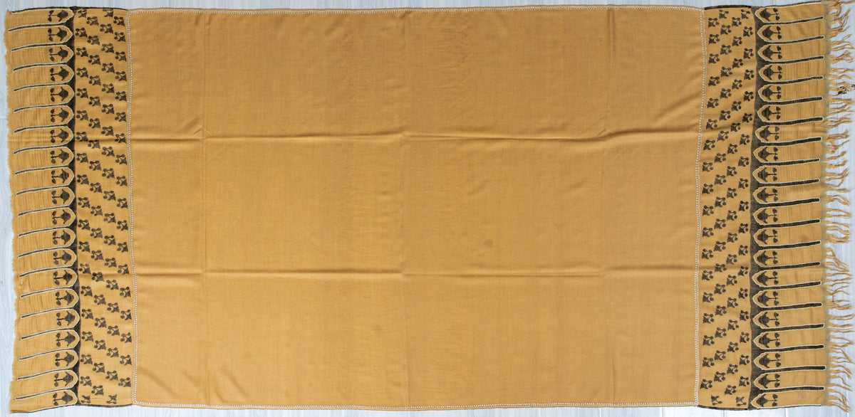 Saffron Script Pure Pashmina Hand Woven Kani Shawl