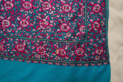 Shabnam Gul – Hand-Embroidered Sozni Jamawar Shawl in Merino Wool