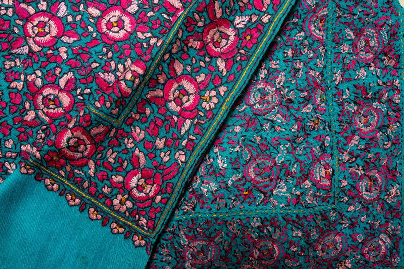 Shabnam Gul – Hand-Embroidered Sozni Jamawar Shawl in Merino Wool