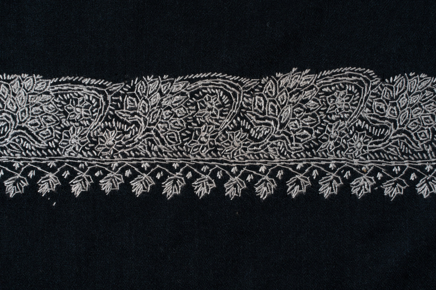 2.5 Yards | Siyah Hasrat — Sozni Hand-Embroidered Shawl in Midnight Black