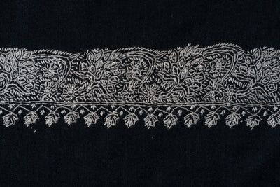 2.5 Yards | Siyah Hasrat — Sozni Hand-Embroidered Shawl in Midnight Black