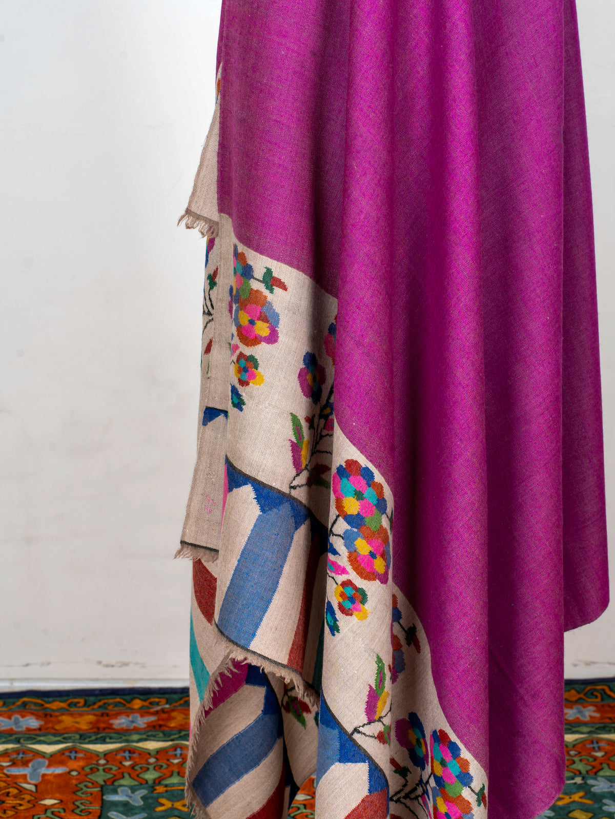 Magenta Whisper Pure Pashmina Hand Woven Kani Shawl