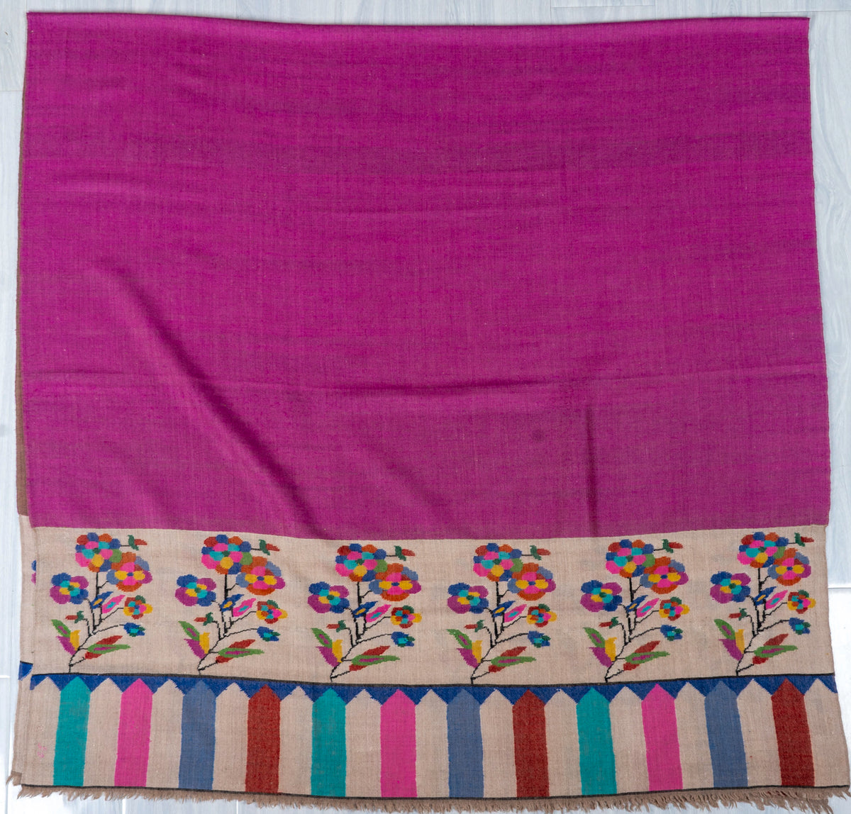 Magenta Whisper Pure Pashmina Hand Woven Kani Shawl